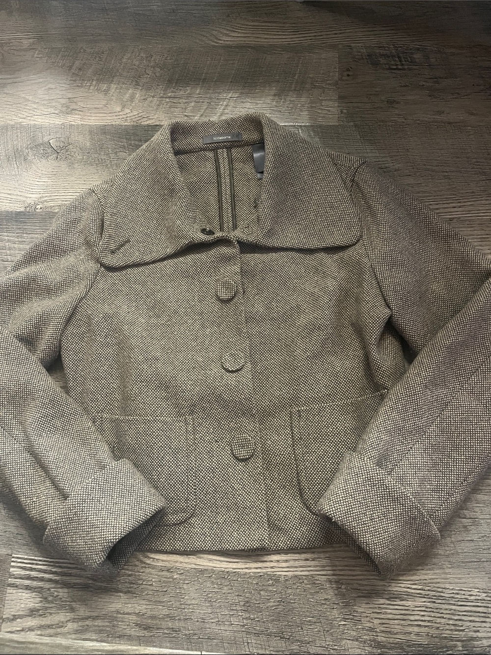 Liz Claiborne Brown Tweed Button-Front Blazer